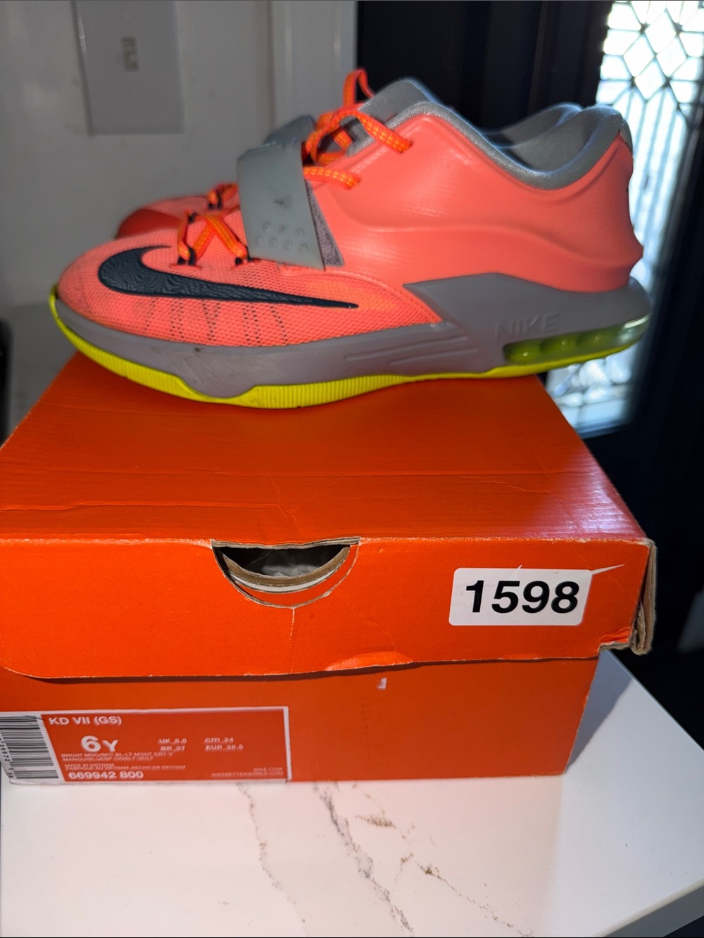 Nike Kids' Neon Orange & Gray Basketball Sneakers Size 6Y